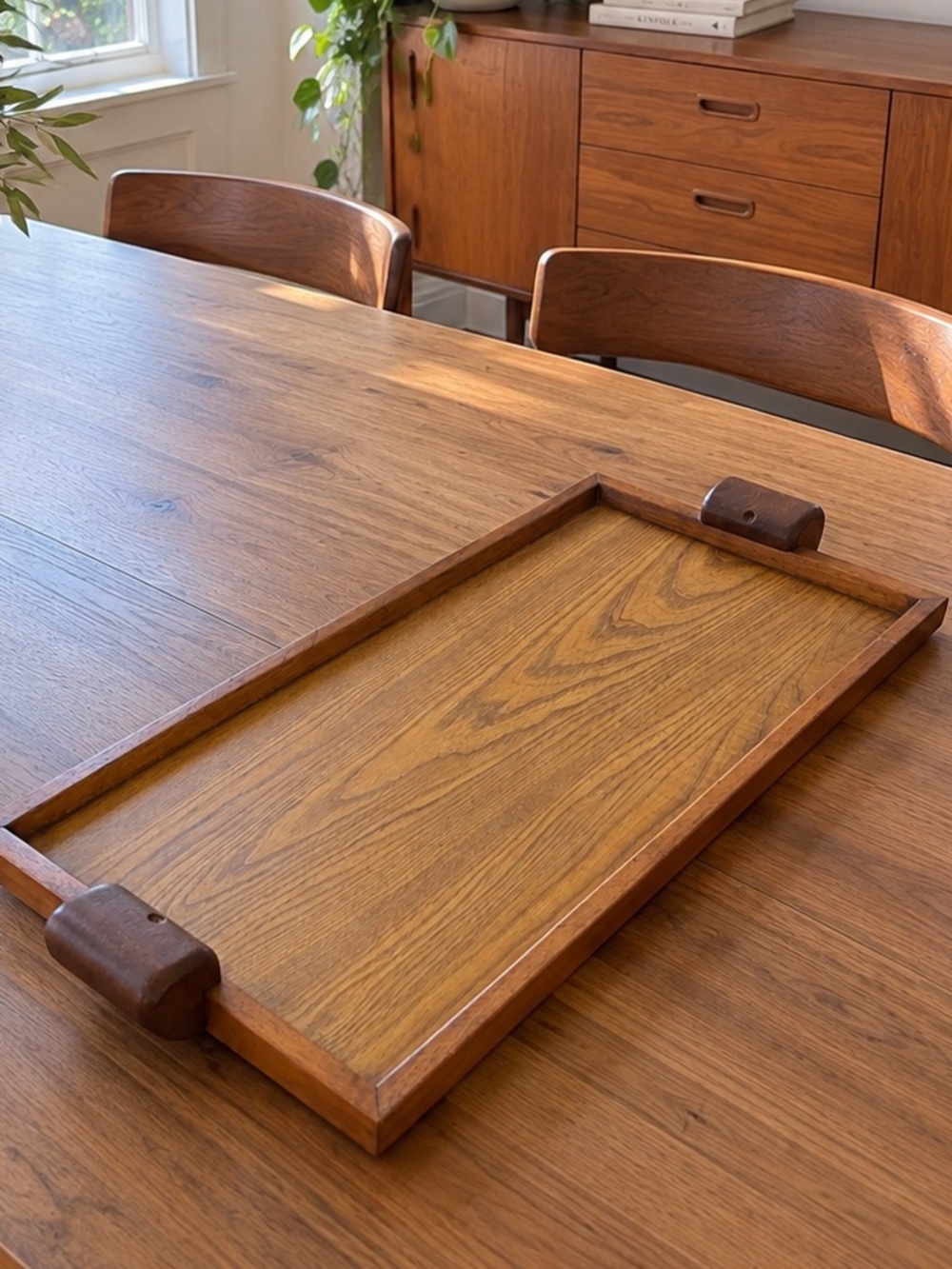 Vintage Wood Serving Tray Danish Modern Mid Century Scandinavian Barware Decor